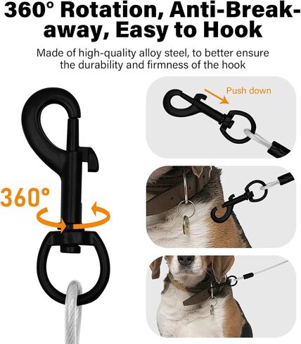 Stainless Steel Water and Chew Proof Dog Leash with Hooks for Medium and Small Dogs 6FT Wire Alloys Camping with Soft Handle(Transparent 6FT) in Saudi Arabia