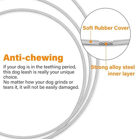 Stainless Steel Water and Chew Proof Dog Leash with Hooks for Medium and Small Dogs 6FT Wire Alloys Camping with Soft Handle(Transparent 6FT) in Saudi Arabia