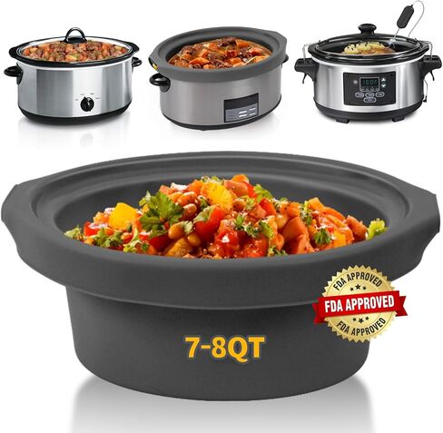 Slow Cooker Liners fit Crock Pot 7-8 QT,Maywe Tanso for Crock Pot Liners For 7-8 Quart Oval Slow Cookers,Reusable & Leakproof Silicone Slow Cooker Liner For Crock Pot,Dishwasher Safe BPA Free(Grey) in Saudi Arabia