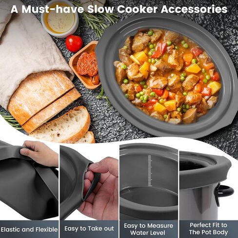 Slow Cooker Liners fit Crock Pot 7-8 QT,Maywe Tanso for Crock Pot Liners For 7-8 Quart Oval Slow Cookers,Reusable & Leakproof Silicone Slow Cooker Liner For Crock Pot,Dishwasher Safe BPA Free(Grey) in Saudi Arabia