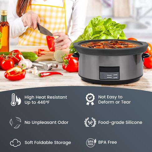 Slow Cooker Liners fit Crock Pot 7-8 QT,Maywe Tanso for Crock Pot Liners For 7-8 Quart Oval Slow Cookers,Reusable & Leakproof Silicone Slow Cooker Liner For Crock Pot,Dishwasher Safe BPA Free(Grey) in Saudi Arabia