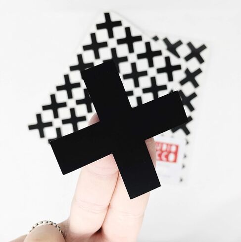 48 Black Plus Sign Swiss Cross Monochrome Geometric Wall Decal, Design Pattern Wall Stickers, Math School Classroom Decor, Modern Nursery Kids Baby Teen Bedroom Easy Decoration in Saudi Arabia