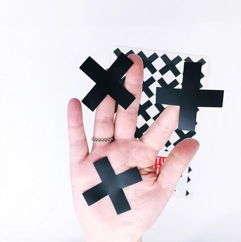 48 Black Plus Sign Swiss Cross Monochrome Geometric Wall Decal, Design Pattern Wall Stickers, Math School Classroom Decor, Modern Nursery Kids Baby Teen Bedroom Easy Decoration in Saudi Arabia