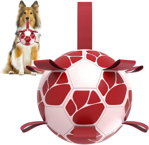 Dog Toys Soccer Ball with Straps, World Cup Interactive Toys for Tug of War, Dog Water Toys, Puppy Birthday Gifts for Medium & Large Dogs (2025 New, 8 Inch) in Saudi Arabia