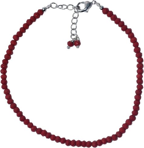 Natural Red Jasper Gemstone Faceted Beads Dainty Bracelets Jewelry for Women, Energy Healing Crystals, Chain 8 inch in Saudi Arabia