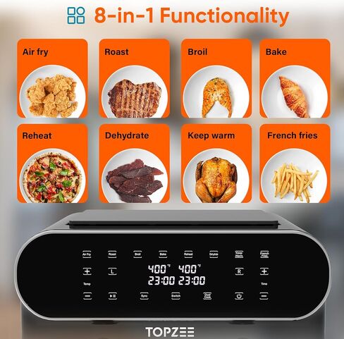 مقلاة هوائية كبيرة الحجم 11-QT، مقلاة هوائية 8 في 1 مع مقسم سلة، مثالية للقلي بالهواء، والتحميص، والشواء، والخبز، وإعادة التسخين، والتجفيف، والحفاظ على الدفء وصنع البطاطس المقلية، آمنة للاستخدام في غسالة الأطباق، باللون الأسود in Kuwait