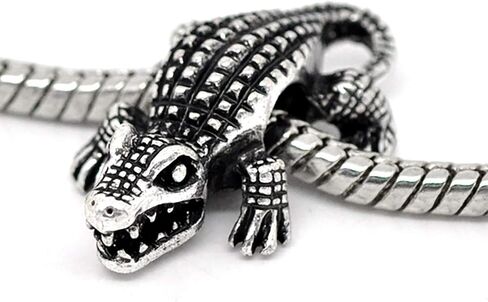 "Alligator" "Crocodile" Tibetan Silver charm by Mossy Cabin for large hole style charm snake chain bracelet, or add to a key chain, pendant necklace or neck chain in Saudi Arabia