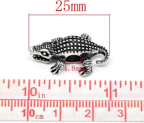 "Alligator" "Crocodile" Tibetan Silver charm by Mossy Cabin for large hole style charm snake chain bracelet, or add to a key chain, pendant necklace or neck chain in Saudi Arabia