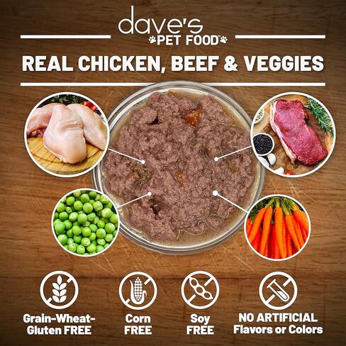 طعام Dave's Pet Food Gravylicous الناعم الرطب للكلاب الصغيرة والكبيرة (لحم الضأن مع الخضار)، طعام الكلاب المعلب الخالي من الحبوب، الفيتامينات والمعادن المضافة، القمح والخالي من الغلوتين، علب 12 أونصة (علبة بها 12) in Kuwait