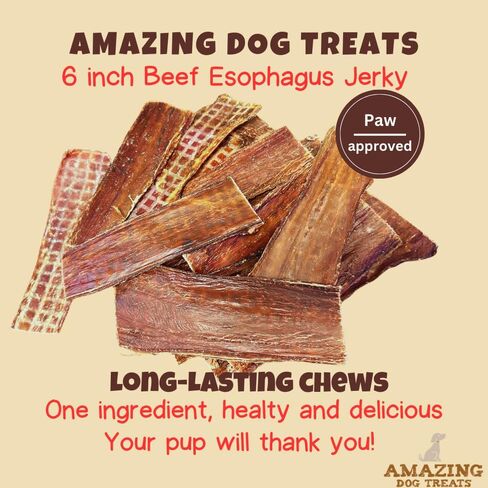 Amazing Dog Treats - Beef Esophagus Jerky for Dogs (6 Inch - 50 Pc/Pack) - Beef Gullet Dog Chews in Saudi Arabia