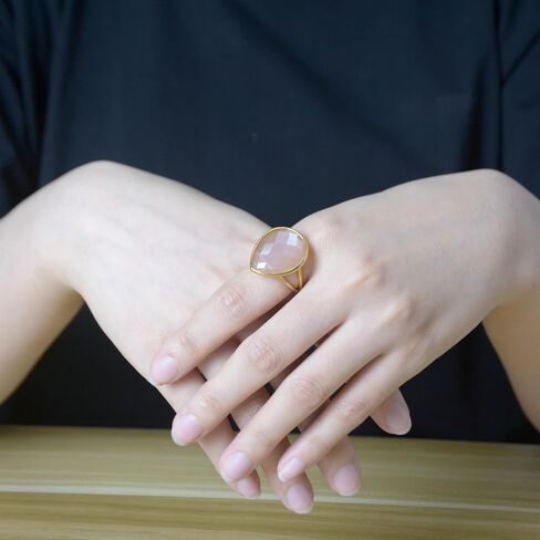 Natural Sunstone Ring, Orange Crystal Teardrop Ring for Women, Handmade Adjustable Non Tarnish Gold Rings for Sunstone Jewelry, Aura Rings for Women in Saudi Arabia