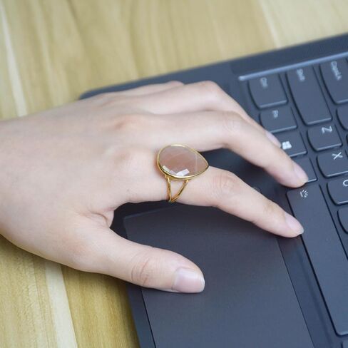 Natural Sunstone Ring, Orange Crystal Teardrop Ring for Women, Handmade Adjustable Non Tarnish Gold Rings for Sunstone Jewelry, Aura Rings for Women in Saudi Arabia