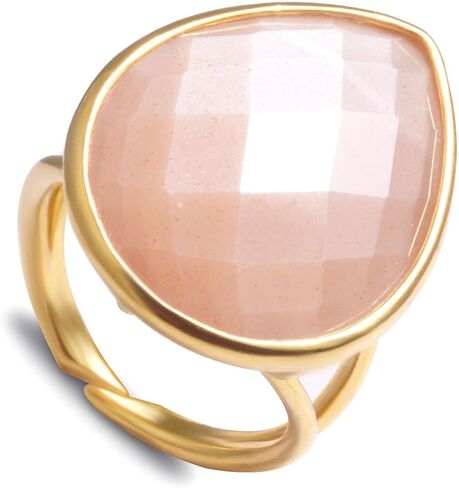 Natural Sunstone Ring, Orange Crystal Teardrop Ring for Women, Handmade Adjustable Non Tarnish Gold Rings for Sunstone Jewelry, Aura Rings for Women in Saudi Arabia