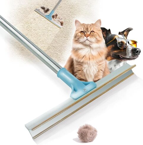 Carpet Rake for Pet Hair Removal - Telescopic 55" Adjustable Long Handle & Innovative Metal Edge Design - Reusable Scraper & Brush Pet Dog Cat Hair from Carpet, Mat, Rug in Saudi Arabia