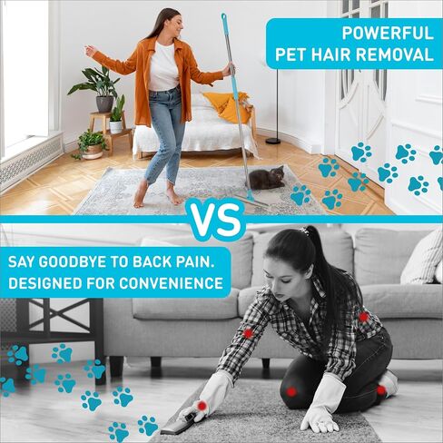 Carpet Rake for Pet Hair Removal - Telescopic 55" Adjustable Long Handle & Innovative Metal Edge Design - Reusable Scraper & Brush Pet Dog Cat Hair from Carpet, Mat, Rug in Saudi Arabia