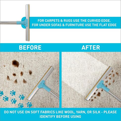 Carpet Rake for Pet Hair Removal - Telescopic 55" Adjustable Long Handle & Innovative Metal Edge Design - Reusable Scraper & Brush Pet Dog Cat Hair from Carpet, Mat, Rug in Saudi Arabia