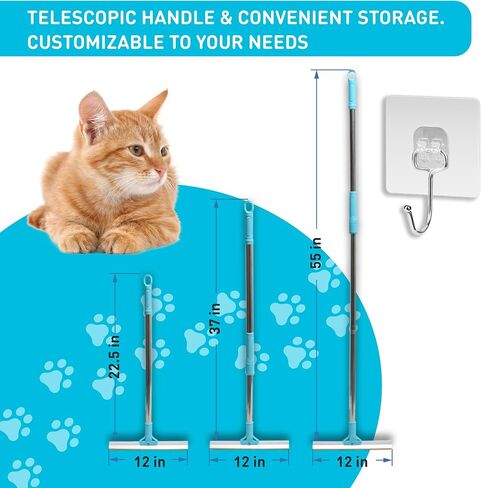 Carpet Rake for Pet Hair Removal - Telescopic 55" Adjustable Long Handle & Innovative Metal Edge Design - Reusable Scraper & Brush Pet Dog Cat Hair from Carpet, Mat, Rug in Saudi Arabia