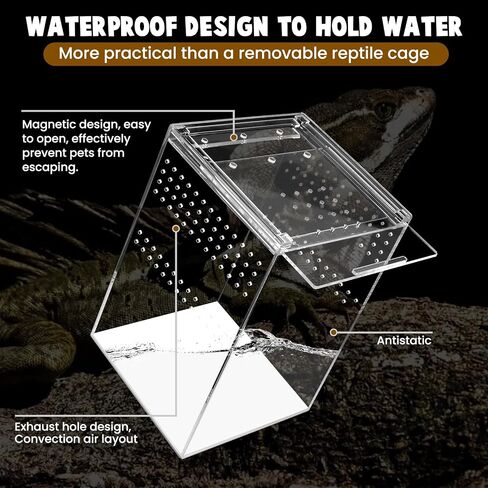【No Assembly】Smartang Jumping Spider Enclosure with Magnetic Button,6*6*9" Thickened Tarantula Reptile Enclosure，One-piece Acrylic Reptile Terrariums for Praying Mantis,Tarantula,Isopod Enclosure in Saudi Arabia