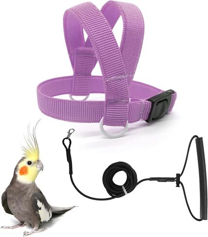 Bird Harness with Buckle Clip and A Leash Rope,Easy to Wear Outdoor Flying Kit for Bird Parrots Cockatiel S Size Weight 85-105 Grams,Blue in Saudi Arabia