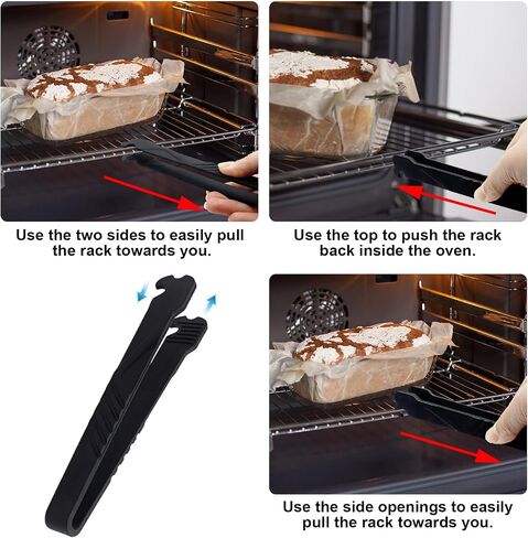 Oven Rack Push Pull Tool, Multifunctional Rack Oven Push and Pull Clip, Ideal Small Kitchen Push and Pull Tool for Kitchen Oven, Toaster Oven, Air Fryer, Convection Oven (Black) in Saudi Arabia