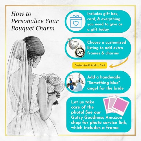 Bouquet Charm for Wedding Mom I Carry Your Heart Memorial Keepsake 1 Photo Frame Vintage Silvertone Jewelry White Glass White Bead for Bride's Flowers DIY Picture Template in Kuwait