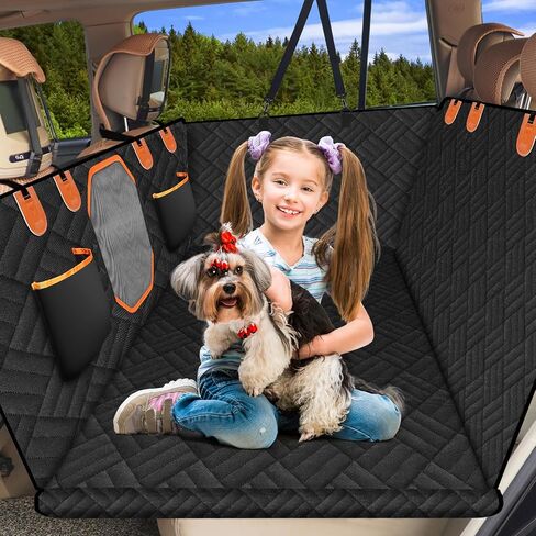 Back seat extender for dogs.hard bottom car seat cover for dogs with Mesh Window and Storage Pocket,dog travel accessories,Supports 400LB Waterproof Dog Hammock for Car Dog Car Bed for Car, SUV, Truck in Saudi Arabia