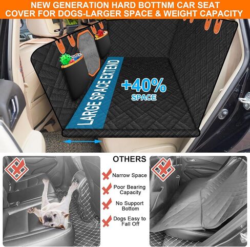 Back seat extender for dogs.hard bottom car seat cover for dogs with Mesh Window and Storage Pocket,dog travel accessories,Supports 400LB Waterproof Dog Hammock for Car Dog Car Bed for Car, SUV, Truck in Saudi Arabia