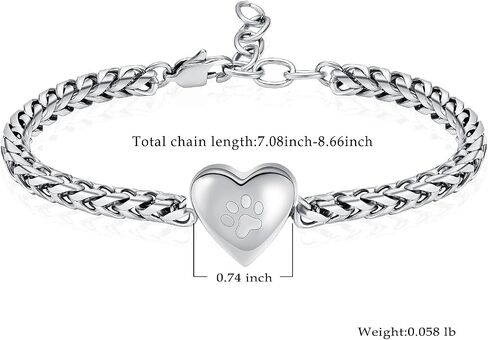 Pet Cremation Urn Bracelet for Ashes for Women Dog Cat Paw Urn Bangle Heart Cremation Jewelry Keepsake Memorial Urn Jewelry in Saudi Arabia
