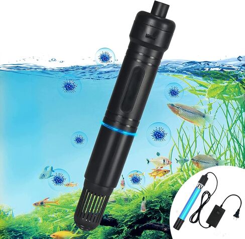 مصباح شفاف لتنظيف مياه حوض السمك، آلة تنظيف خضراء مع غلاف حماية يناسب خزان الأسماك سعة 20-200 جالون، ضوء مقاوم للماء لمرشح مضخة البركة 5 وات 254 نانومتر (المضخة غير متضمنة، المصباح داخل الغلاف) in Kuwait