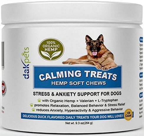 DakPets Hemp Calming Treats for Dogs - Made in USA w/Hemp Oil - Dog Anxiety Relief - Natural Separation Aid - Stress Relief - Fireworks - Storms - Barking 120 Soft Chews in Kuwait