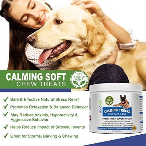 DakPets Hemp Calming Treats for Dogs - Made in USA w/Hemp Oil - Dog Anxiety Relief - Natural Separation Aid - Stress Relief - Fireworks - Storms - Barking 120 Soft Chews in Kuwait