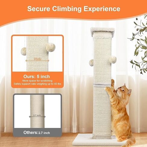 SOCARER Cat Scratching Post for Indoor Cats 33 inch Large Sisal Cat Scratcher in Kuwait