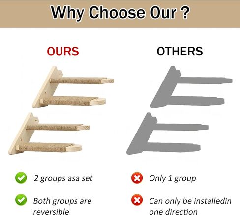 Cat Wall Steps,Large Cat Climbing Stair Shelf,Four Step Wood Cat Stairway with Jute Rope for Small Kitty Cats Perch Platform Supplies Cats Scratching Post in Kuwait