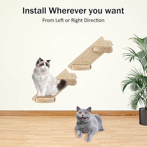 Cat Wall Steps,Large Cat Climbing Stair Shelf,Four Step Wood Cat Stairway with Jute Rope for Small Kitty Cats Perch Platform Supplies Cats Scratching Post in Kuwait
