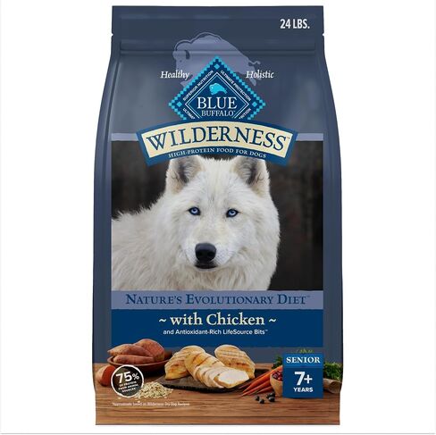 Blue Buffalo Wilderness Senior High Protein Dry Dog Food With Real Chicken Plus Wholesome Grains, Made in the USA with Natural Ingredients, Chicken, 24-lb. Bag in Saudi Arabia