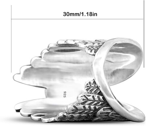 Natural Oval Stone Wide Chunky Full Finger Wing Ring,Sterling Silver Cocktail Party Punk Gothic Crystal Quartz Gemstone Statement Band Ring for Women (A01_Pink Agate, 9) in Saudi Arabia