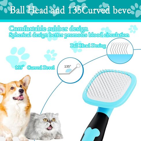Dog Brush and Cat Brush, Pet Grooming Brush Gently Cleans Pin Brush for Hair Removal Cat and Dog Hair Brush for Small Dogs Yorkshire Terrier Pomeranian Poodle and Cat in Saudi Arabia
