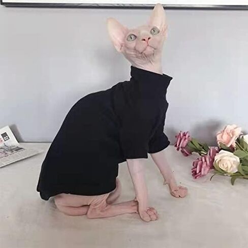 ملابس قطط من DUOMASUMI Sphynx ملابس داخلية للقطط الناعمة ذاتية الحرارة للأطفال ملابس قطط بدون شعر ملابس شتوية للقطط للكورنيش، ديفون، قطة بيتربالد (XXL) in Kuwait