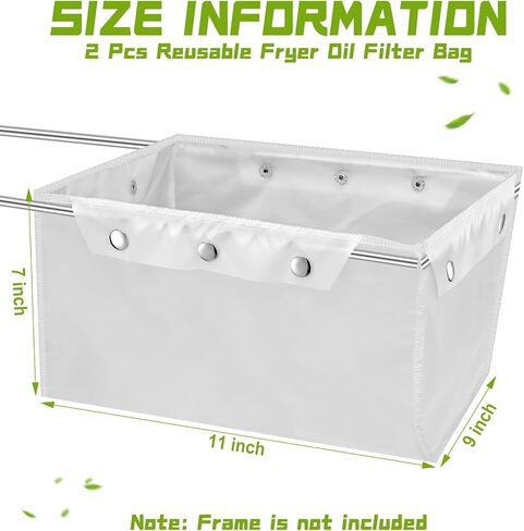 2 Pcs Reusable Flow Fryer Oil Filter Bag Fryer Filter Bag Only Fry Oil Filter No Frame Included Suitable for 70 lb Polishing Oil, Easy to Clean with Hot Water in Kuwait