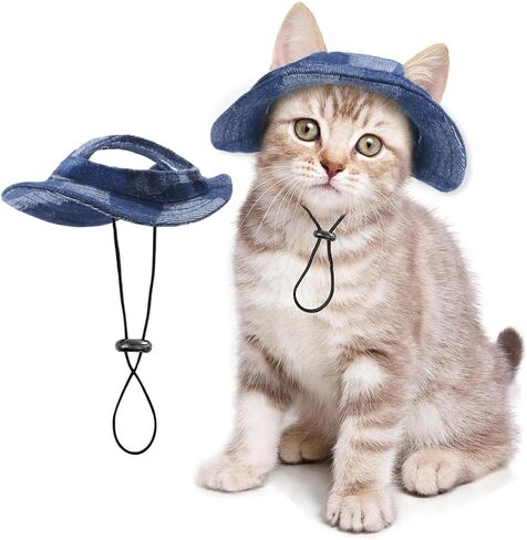 Pet Hat for Cats Dogs Only with Adjustable String Pet Hat Small Pet for Small and Medium Cats Birthday Party Costume Decoration (Light Blue, Small) in Saudi Arabia