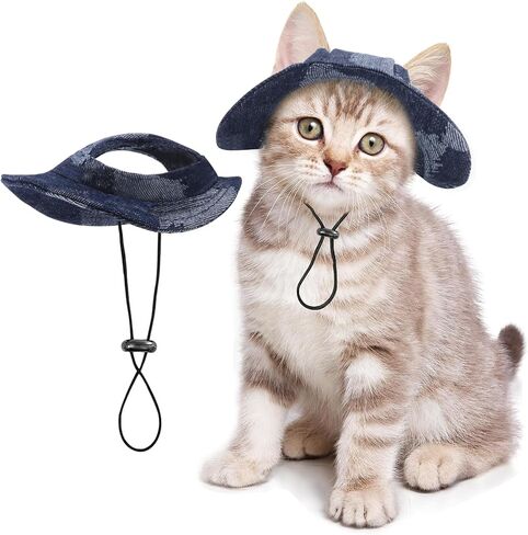Pet Hat for Cats Dogs Only with Adjustable String Pet Hat Small Pet for Small and Medium Cats Birthday Party Costume Decoration (Light Blue, Small) in Saudi Arabia