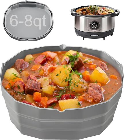 Silicone Crockpot Liners,6-7 Quart Oval Reusable Crock pot Divider Insert,Slow Cooker Liners,BPA-Free, Dishwasher Safe(Black) in Saudi Arabia