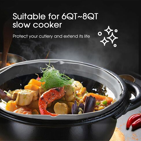 Silicone Crockpot Liners,6-7 Quart Oval Reusable Crock pot Divider Insert,Slow Cooker Liners,BPA-Free, Dishwasher Safe(Black) in Saudi Arabia