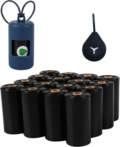Dog Poop Bags Rolls With Dispenser And Holder For Leash,Refill Rolls,Heavy Duty,Black,Lavender Scented,16 Pack of 15,240 Count. in Saudi Arabia