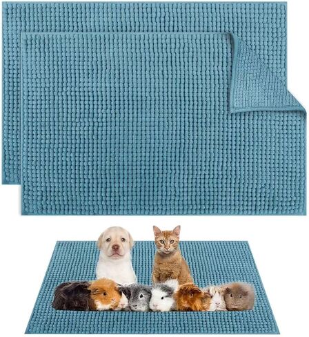 2Pack Guinea Pig Bedding,24" X 16" Guinea Pig Cage Liners, Washable Pet Mat for Rabbit, Chinchilla,Dog,Cat. Guinea Pig Pee Pads Reusable Absorbent Guinea Pig Fleece Cage Liners Pet Pee Pads(Blue) in Saudi Arabia