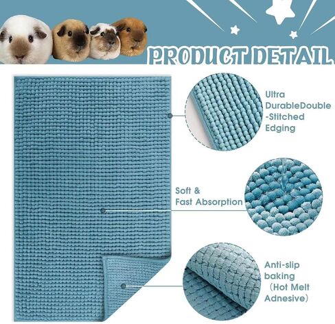 2Pack Guinea Pig Bedding,24" X 16" Guinea Pig Cage Liners, Washable Pet Mat for Rabbit, Chinchilla,Dog,Cat. Guinea Pig Pee Pads Reusable Absorbent Guinea Pig Fleece Cage Liners Pet Pee Pads(Blue) in Saudi Arabia