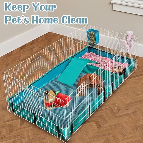 2Pack Guinea Pig Bedding,24" X 16" Guinea Pig Cage Liners, Washable Pet Mat for Rabbit, Chinchilla,Dog,Cat. Guinea Pig Pee Pads Reusable Absorbent Guinea Pig Fleece Cage Liners Pet Pee Pads(Blue) in Saudi Arabia