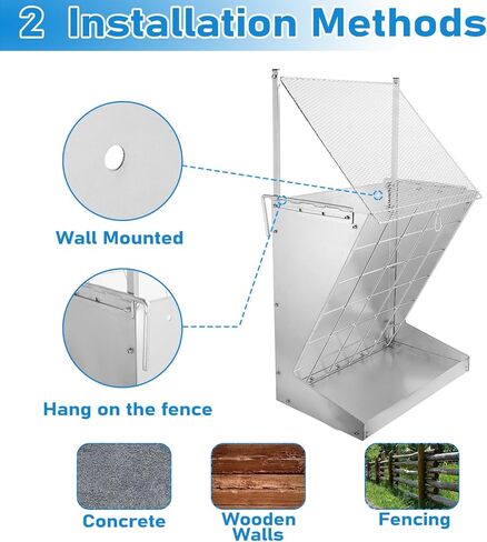 تغذية القش للماعز والحصان، وحدة تغذية القش للماعز، معدن شديد التحمل 2 في 1، وحدة تغذية القش والحبوب، سعة كبيرة، رف القش مع خطاف قابل للتعديل لتثبيت مختلف، وحدة تغذية القش للماعز والأغنام والأبقار in Kuwait