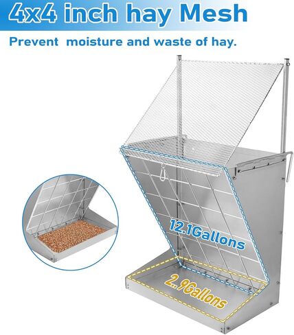 تغذية القش للماعز والحصان، وحدة تغذية القش للماعز، معدن شديد التحمل 2 في 1، وحدة تغذية القش والحبوب، سعة كبيرة، رف القش مع خطاف قابل للتعديل لتثبيت مختلف، وحدة تغذية القش للماعز والأغنام والأبقار in Kuwait