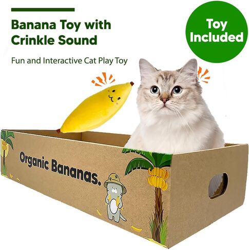 Banana Cat Scratcher Cardboard, Scratch Pad with Cat Scratcher Box, Reversible Cardboard Refill Pad, Lounge for Indoor Cats, Cardboard Scratcher with Catnip in Saudi Arabia